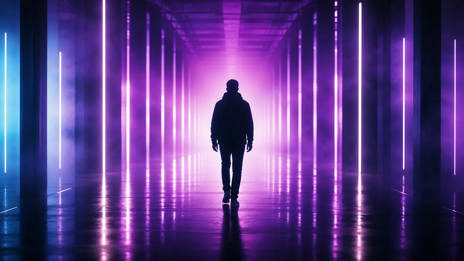 Creator walking through cinematic light