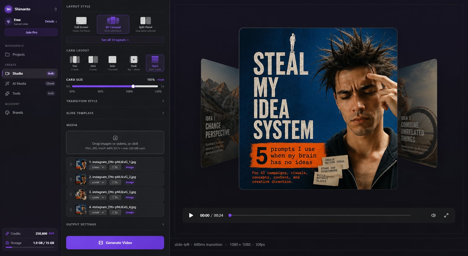 Carousel to Video product screenshot