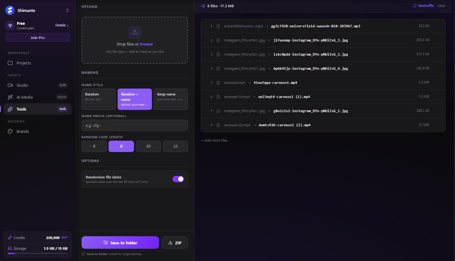 File Shuffler product screenshot