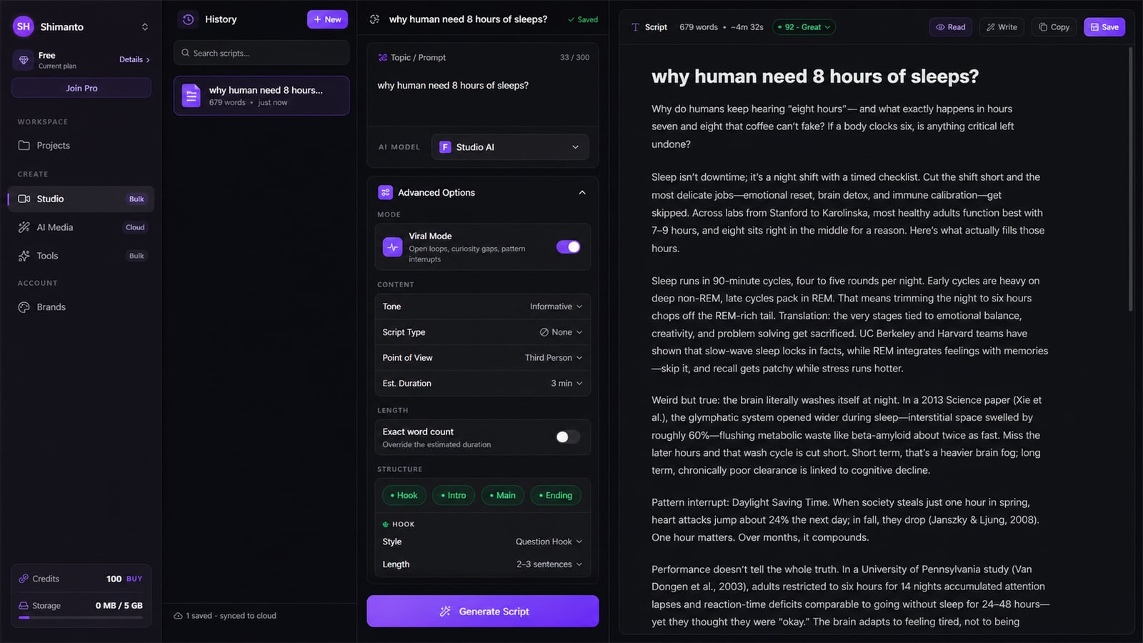 Script Writer product screenshot