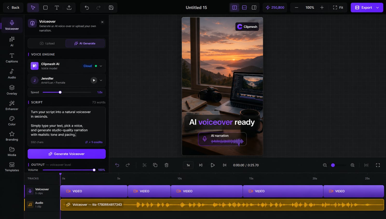 Voiceover product screenshot